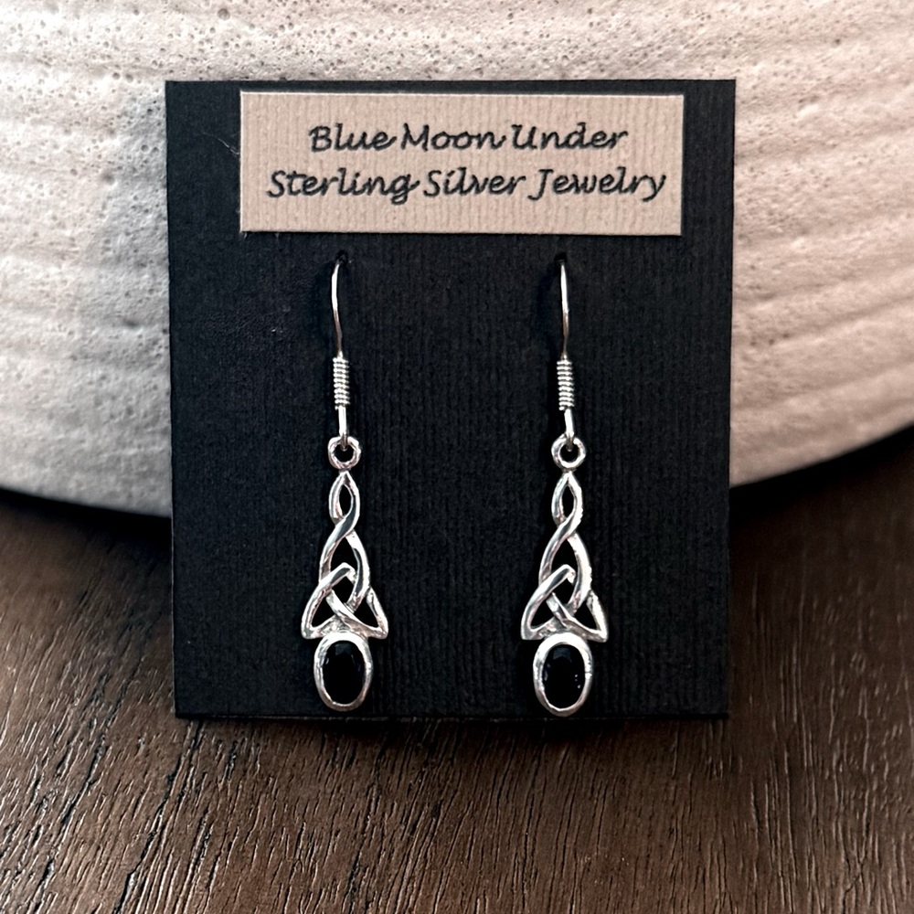 925 Sterling Silver Celtic Amethyst Dangle Earrings! NEW!
